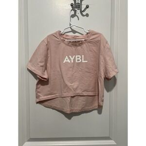 AYBL Cropped Short Sleeve Shirt Pastel Pink Size Medium Women's Athletic Gym